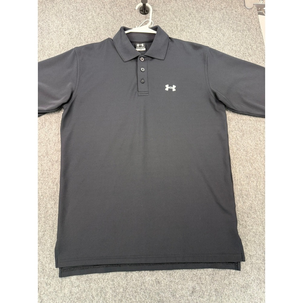 Under Armour Mens Performance Polo Shirt Black Short Sleeve Size SM RN 96510